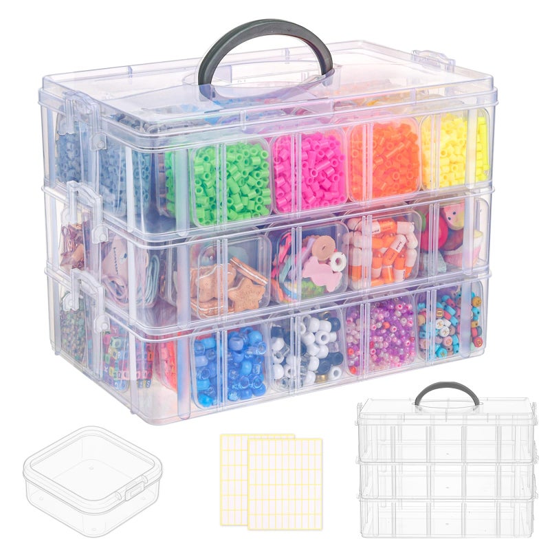 SGHUO Bead Organizer Box, 84 pcs Small Organizers, 3-Tier Stackable Storage Container Box for Art Craft Storage, Washi Tape, Kids Toys, Jewelry, Beauty & Sewing Supplies - Image 1