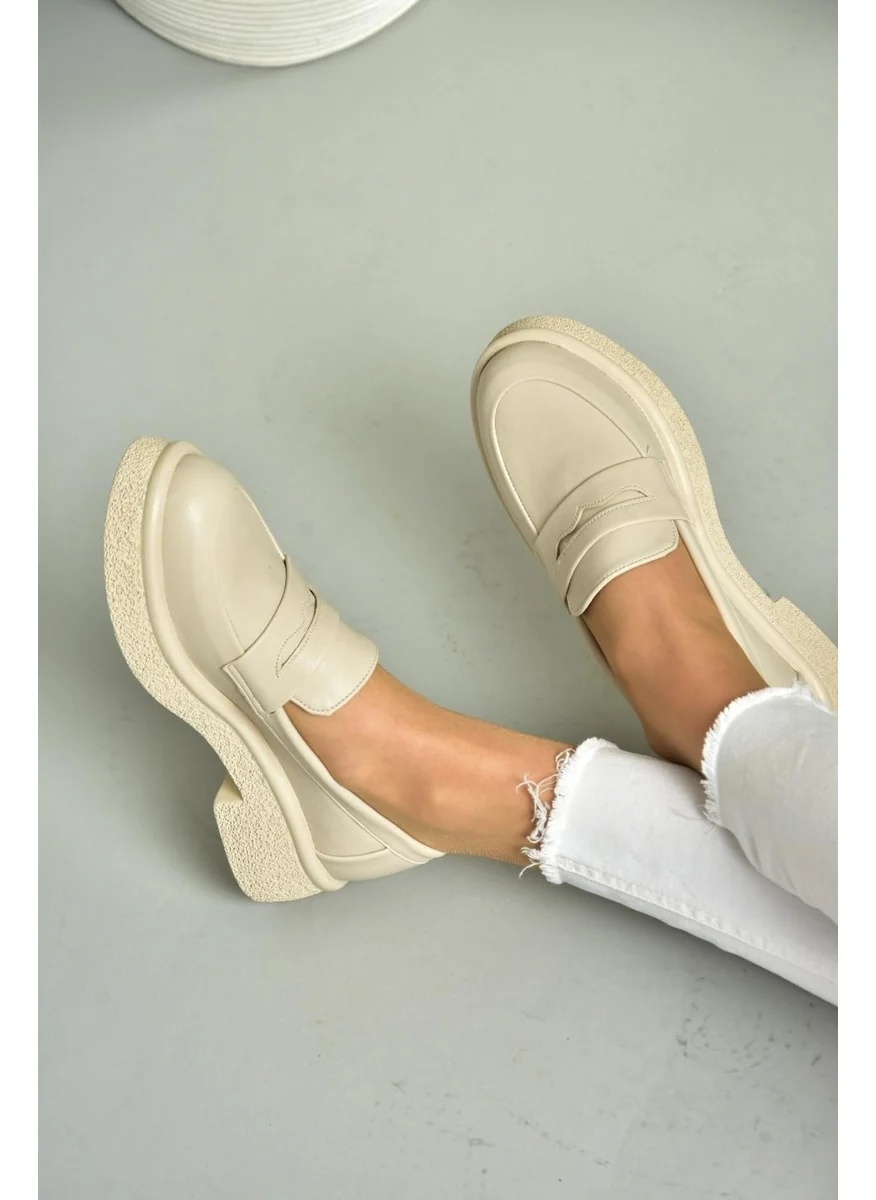 Fox Shoes S996310009 Beige Thick Soled Women's Shoes