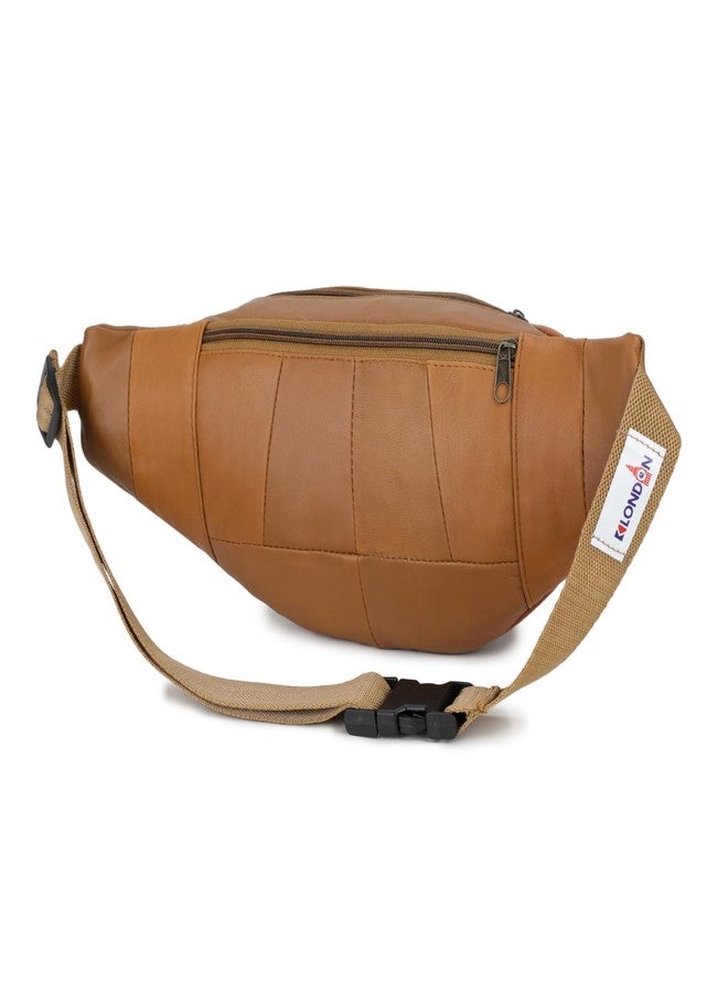 K London Stylish Real Leather Tan Waist Bag Elegant Style Travel Pouch Passport Holder with Adjustable Strap(1452_Tann) - Image 4