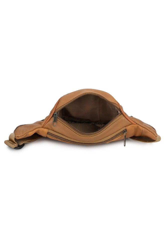 K London Stylish Real Leather Tan Waist Bag Elegant Style Travel Pouch Passport Holder with Adjustable Strap(1452_Tann) - Image 5