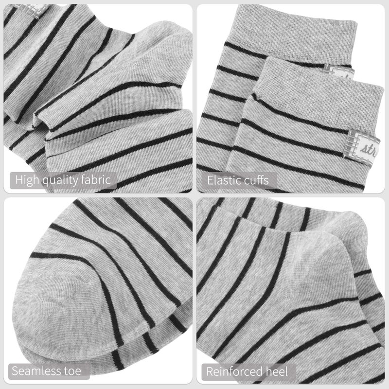 Knagsfa Cute Crew Socks for Women, 4 Pairs Casual Novelty Socks Stripe Cotton Calf Athletic Calf Socks - Image 3