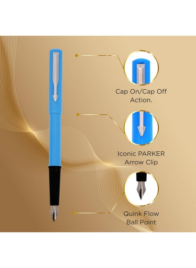 PARKER Beta Neo Chrome Trim Fountain Pen| Blue Body Color With 1 Ink Cartridge | Ink Color - Blue | Unique Gift For Employees | Leading Pen For Corporate - Image 2