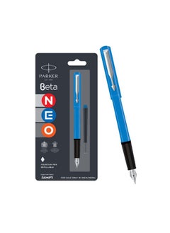 PARKER Beta Neo Chrome Trim Fountain Pen| Blue Body Color With 1 Ink Cartridge | Ink Color - Blue | Unique Gift For Employees | Leading Pen For Corporate  - Image 1