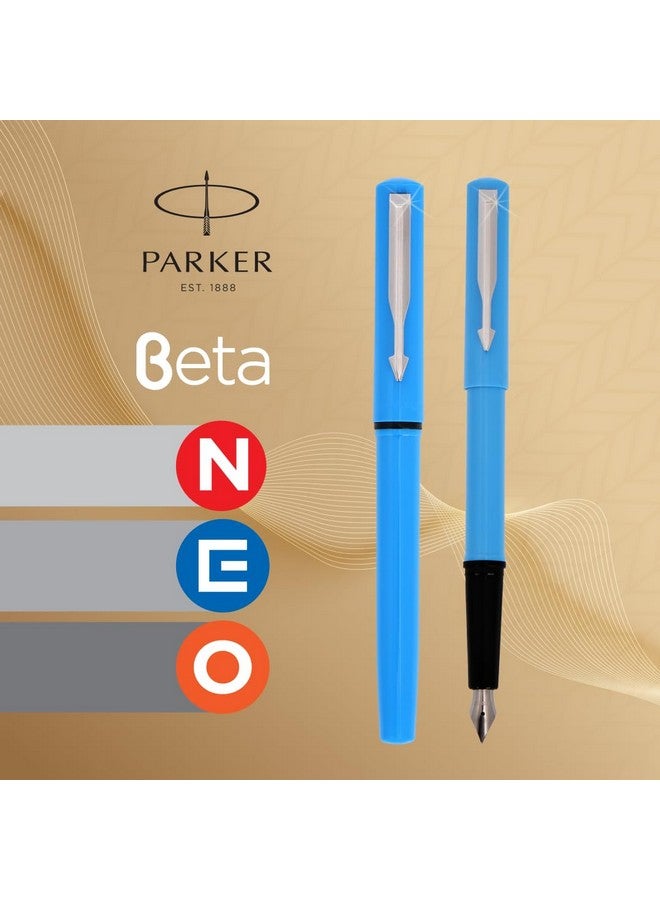PARKER Beta Neo Chrome Trim Fountain Pen| Blue Body Color With 1 Ink Cartridge | Ink Color - Blue | Unique Gift For Employees | Leading Pen For Corporate - Image 4