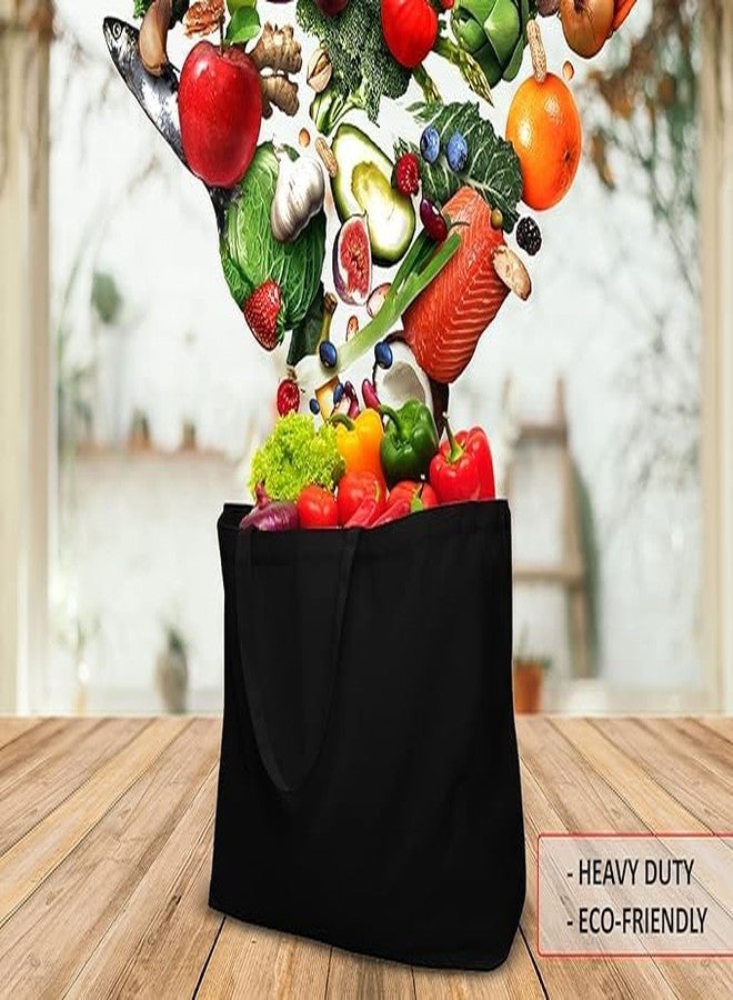 BLACKBOXES Large Canvas Tote Bag - Extra Big Largest Grocery Shopping Beach Reusable Totes Bags Vacation Plain Solid 27" X 16" X 8" (Black,Pack of 1) - Image 2