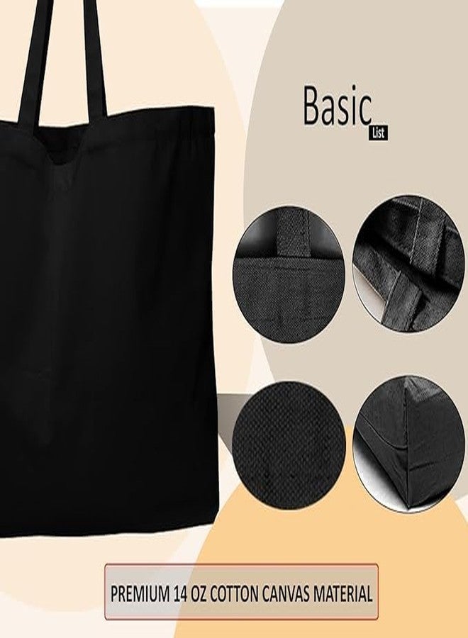BLACKBOXES Large Canvas Tote Bag - Extra Big Largest Grocery Shopping Beach Reusable Totes Bags Vacation Plain Solid 27" X 16" X 8" (Black,Pack of 1) - Image 3