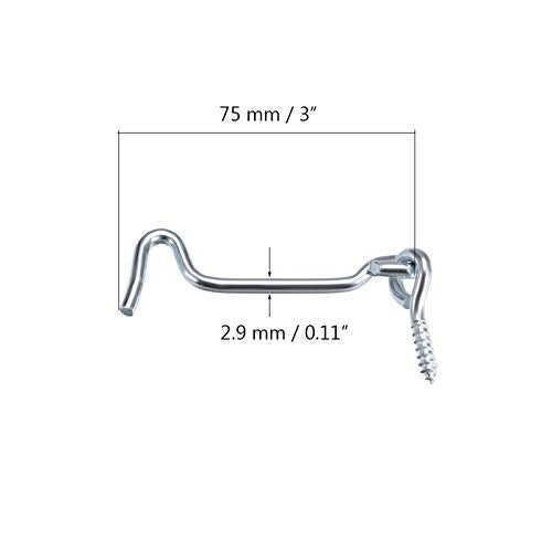 ZXUEZHENG 4Pcs 3 inches Cabin Hook Eye Latch Gate Door Swivel Window Door Hook with Mounting Screws - Image 2