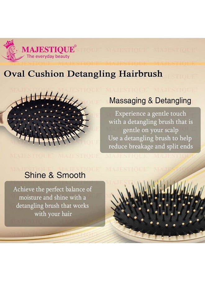 MAJESTIQUE Detangler Hair Brush Premium Golden Series Friendly Detangling Brush Ultra-Soft Tipped Nylon - Glide Through Tangles For Women, Men  - Image 2