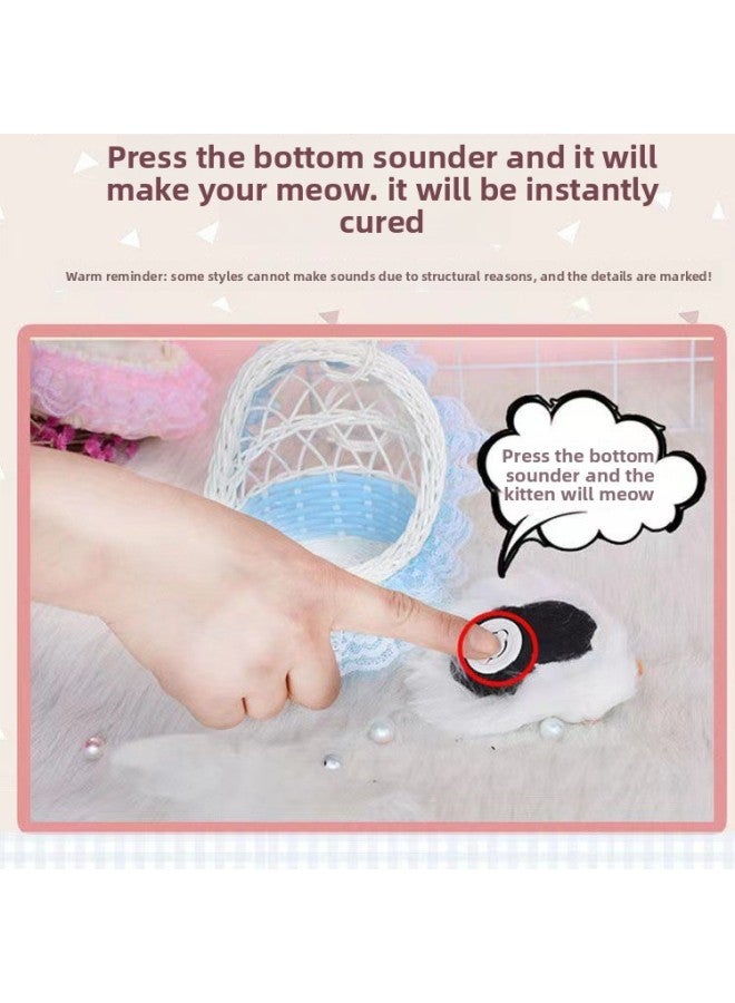 Simulation Hanging Basket Kitten Plush Handicraft Doll Will Call Rabbit Puppy Simulation Animal Birthday Gift-Dimensions:Luminous Basket Wedding Dress Doll Lace Color Mixed Hair - Image 5