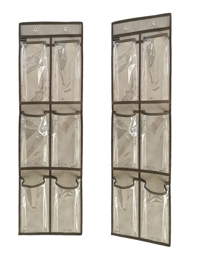 ANZORG 2 Packs Over The Door Hanging Closet Shoes Holder Organizer Shoe Storage Shoe Rack with 6 Pockets (Clear PVC Pockets) - Image 1