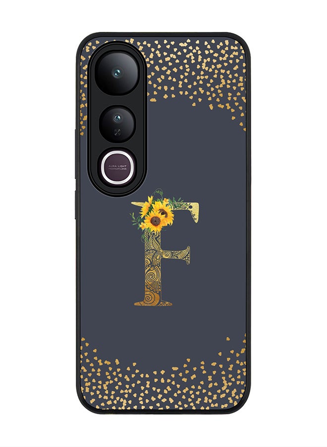 Stylizedd For vivo V50 Lite Case,Slim fit Camera Protection, Shockproof Thin Phone cover  - Custom Floral Monogram - F  (Grey )