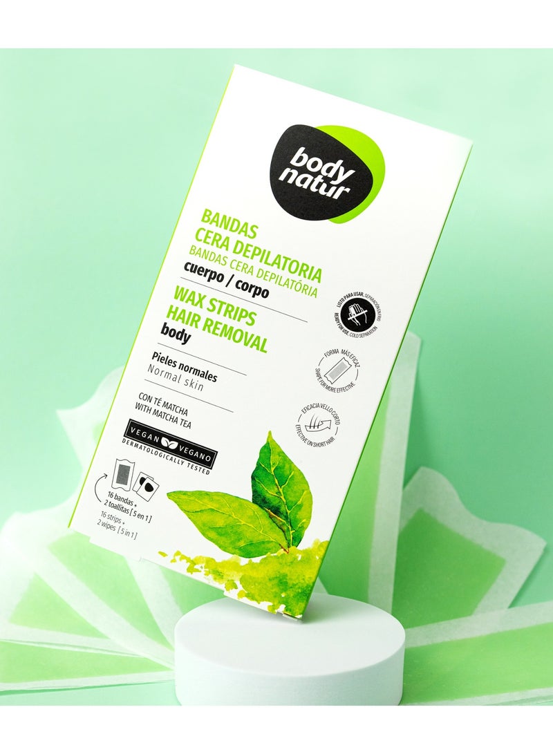 بادي ناتور شرائط إزالة الشعر من بودي ناتور للجسم مع شاي الماتشا للبشرة العادية والجافة. - Image 3