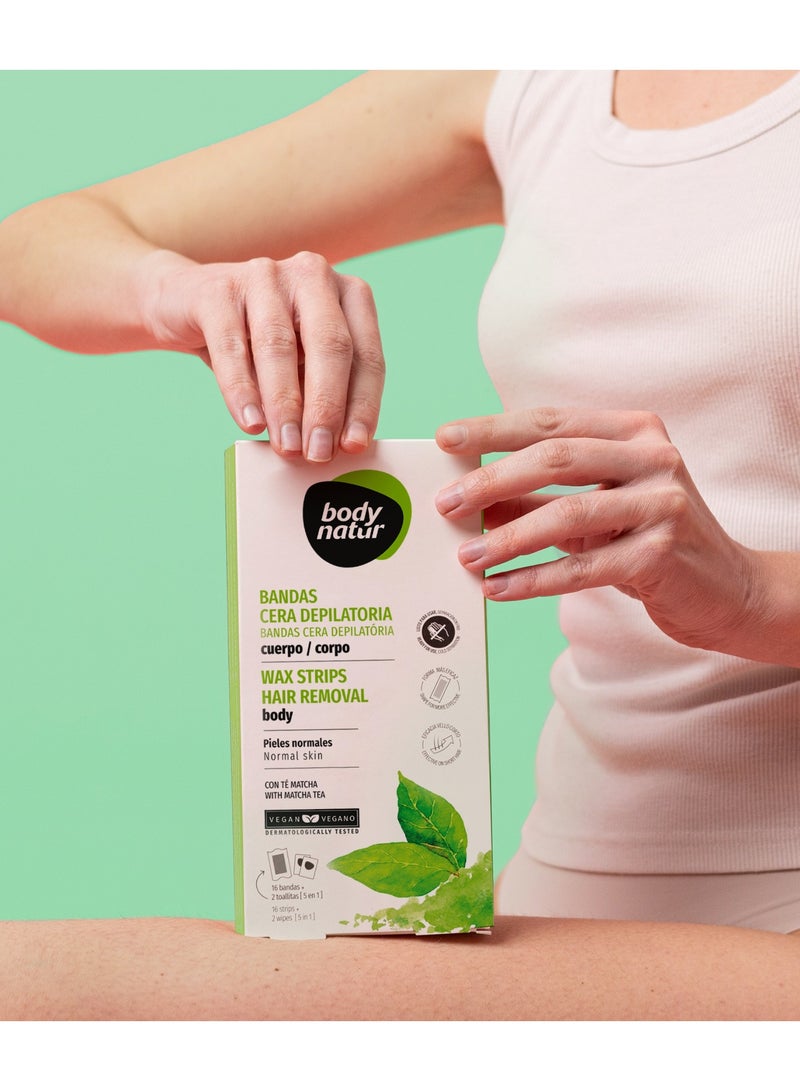 بادي ناتور شرائط إزالة الشعر من بودي ناتور للجسم مع شاي الماتشا للبشرة العادية والجافة. - Image 2