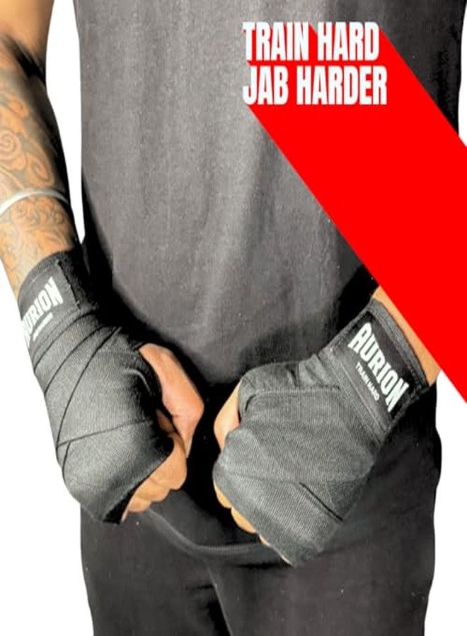 Aurion Boxing Hand Wraps 108 Inch | Durable Polyester-Cotton Handwrap for Boxing, MMA, Muay Thai & Kickboxing | Breathable Wrist & Knuckle Protection with Hook & Loop Closure | (Black) - Image 5