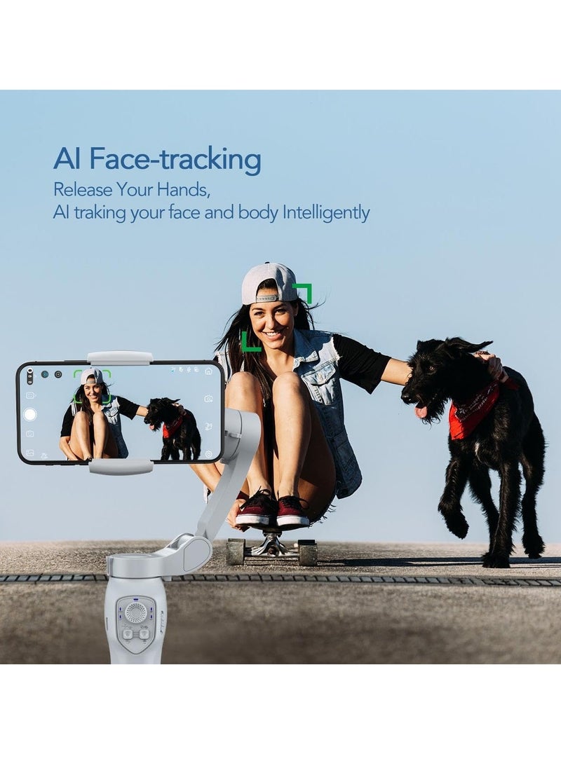 Smartphone Gimbal Stabilizer with Face Object Tracking 3 Axis Phone Gimbal for Android and iPhone Phone Stabilizer for Video Recording Built In Extension Rod Portable Vlogging Stabilizer Kit - Image 3