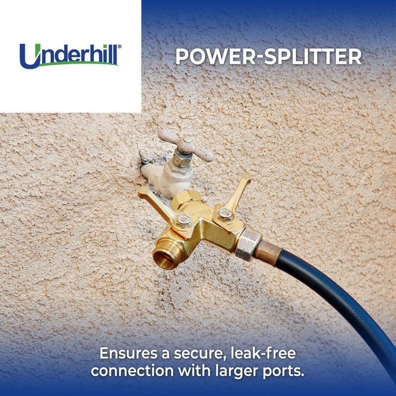 Underhill Garden Y Hose Splitter 2 Way, Heavy Duty Bib Faucet Spigot Connector with Water Shut Off Valves, Metal, 30 GPM, 3/4-Inch Thread, A-HB2HF - Image 2