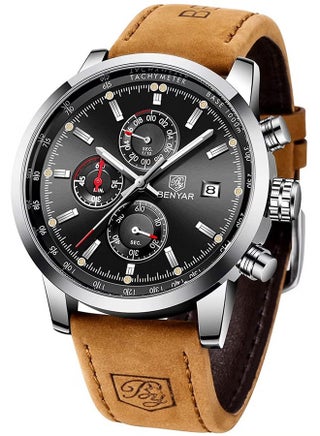 Men's Fashion Watches Sports Chronograph Silver Black Dial Brown Leather Strap Fashionable And Elegant BY5102 - pzsku/Z74E2714B9A1B28CA0C74Z/45/_/1728719963/71bb7408-1fdf-411c-b291-db3504270a88