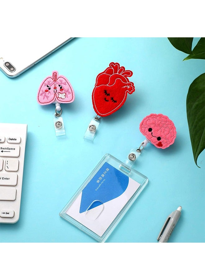 اتش واي 3 قطع قابلة للسحب شارة بكرة حامل لشارة الممرضة بكرة شعرت حامل العلامة مع مشبك معرف شارة بكرة كليب لمدرسة مكتب طبيب الممرضة (الدماغ ، الرئة ، القلب) - Image 4