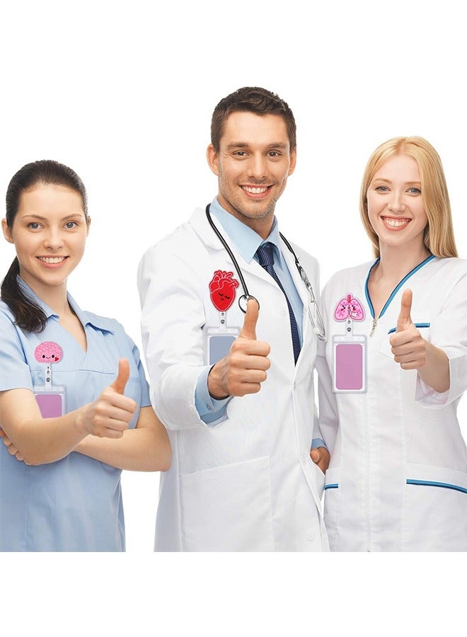 اتش واي 3 قطع قابلة للسحب شارة بكرة حامل لشارة الممرضة بكرة شعرت حامل العلامة مع مشبك معرف شارة بكرة كليب لمدرسة مكتب طبيب الممرضة (الدماغ ، الرئة ، القلب) - Image 5