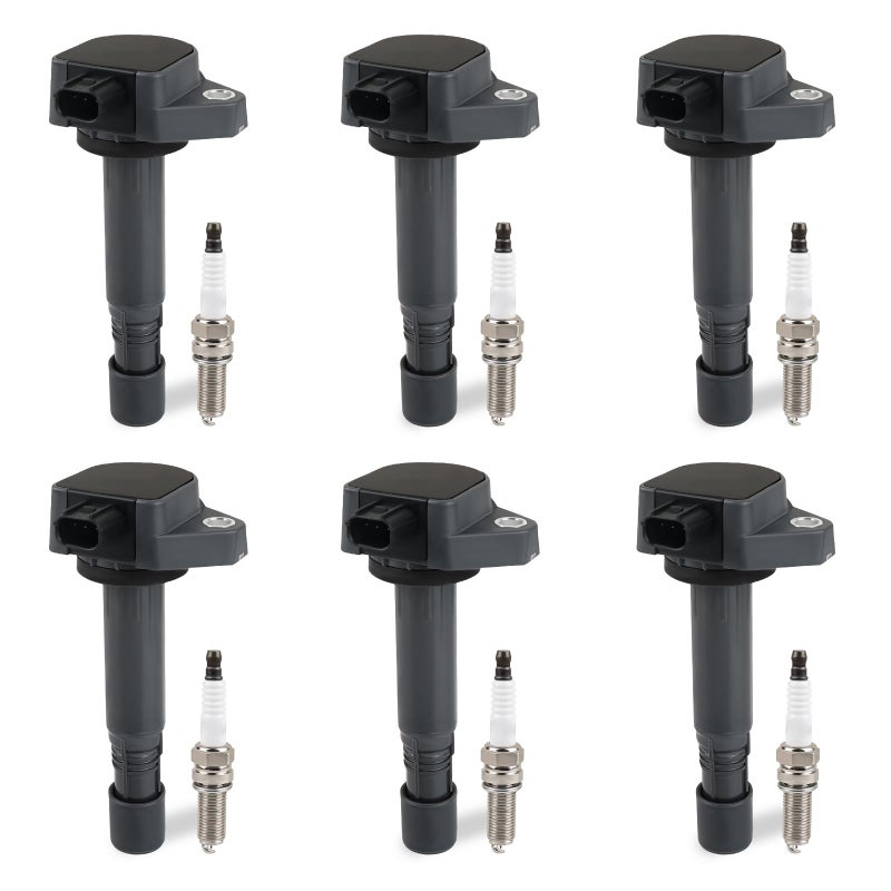 JDMON Ignition Coils Pack and Spark Plug Compatible with Acura MDX RDX ZDX Honda Pilot Ridgeline 35L 37L 2009 2010 2011 2012 2013 2014 2015 Replacement for UF624 30520RN0A01