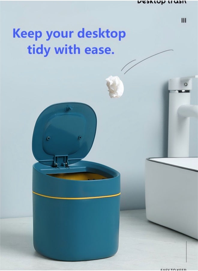 loyal Mini Desktop Trash Can, Household Desk Wastebasket With Lid For Storage Of Sundries And Cleaning Tube  - Image 3