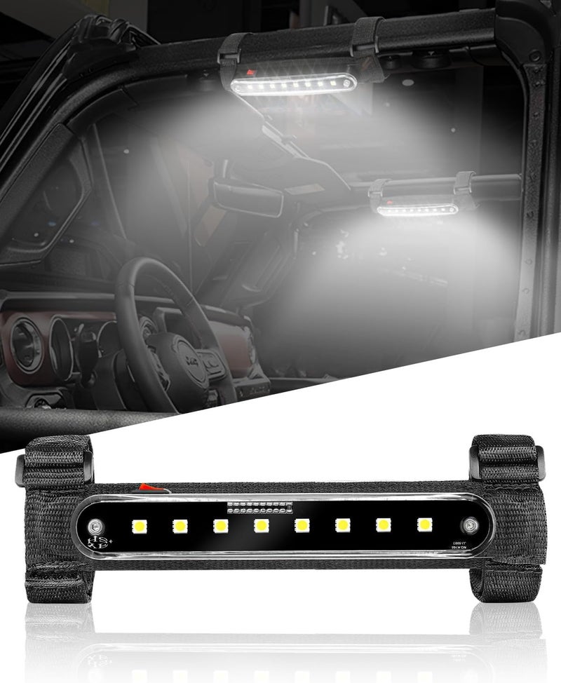 SUNPIE UTV Dome Light, Roll Bar Mount LED Lights Compatible with Jeep Model UTV ATV Truck Off Road Vehicle w/Eight LED Chips, Upgrade Battery Cover, 1PC Gulf standard sizing alternatives - Image 1