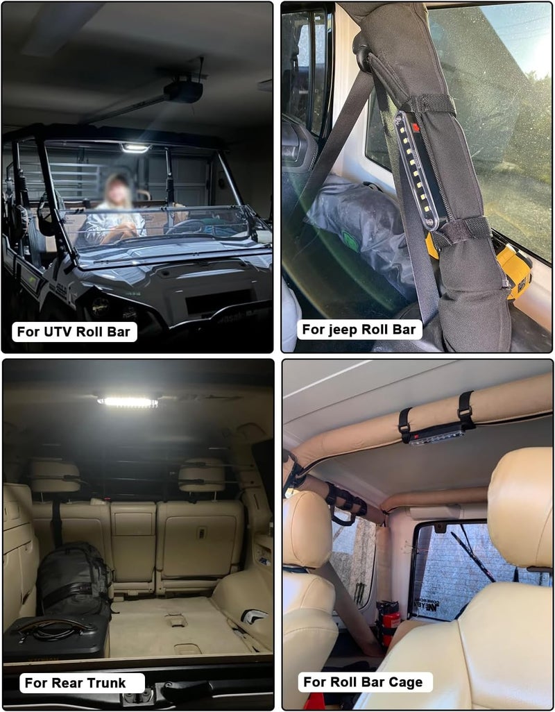 SUNPIE UTV Dome Light, Roll Bar Mount LED Lights Compatible with Jeep Model UTV ATV Truck Off Road Vehicle w/Eight LED Chips, Upgrade Battery Cover, 1PC Gulf standard sizing alternatives - Image 3