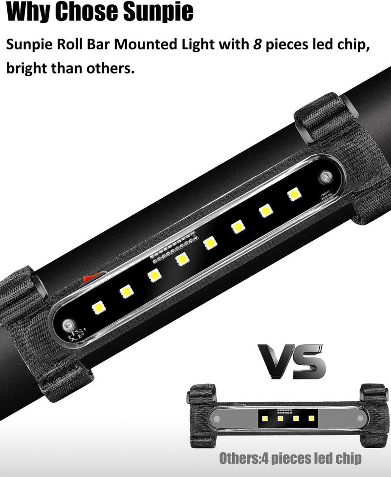SUNPIE UTV Dome Light, Roll Bar Mount LED Lights Compatible with Jeep Model UTV ATV Truck Off Road Vehicle w/Eight LED Chips, Upgrade Battery Cover, 1PC Gulf standard sizing alternatives - Image 4