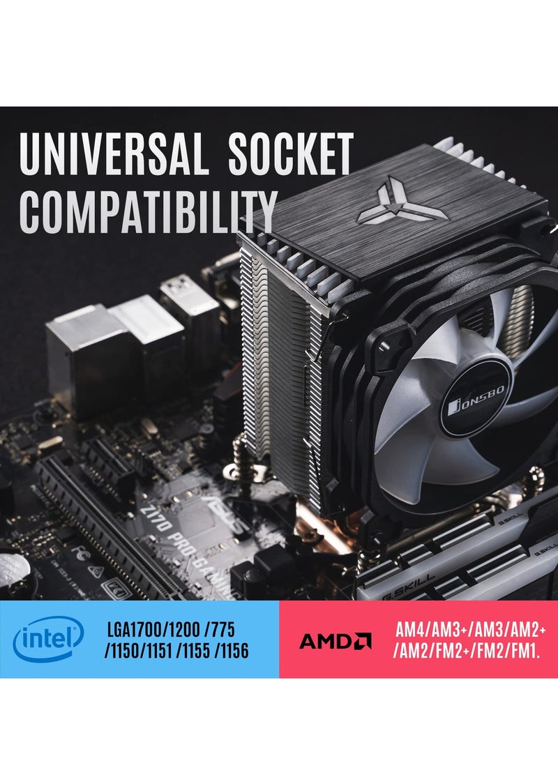 CPU Air Cooler, CR1400 RGB 4 Heat-Pipes, 126mm RGB CPU Fan, Removable 92mm PWM Fans, ARGB Light Sync with Motherboard, 5V 4-pin RGB CPU for AMD Ryzen/Intel LGA 1700 115X, Black - Image 2