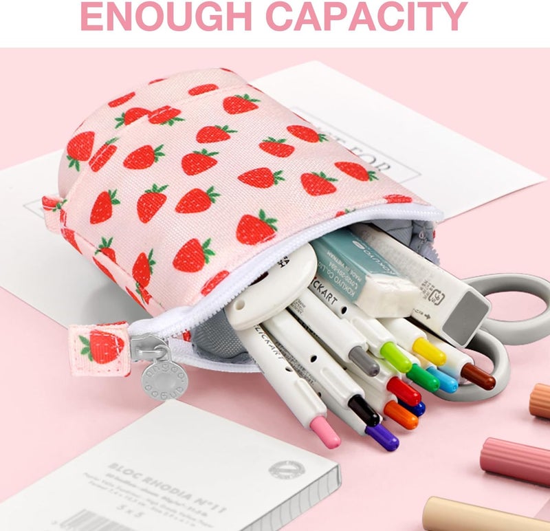KPX Milktea Standing Pencil Case for Kids Pop Up Pencil Box Makeup Bag Bubble Tea Pen Holder Cosmetic Bag Kawaii Stationery, Strawberry, 7x3x1 inches, strawberry - Image 5