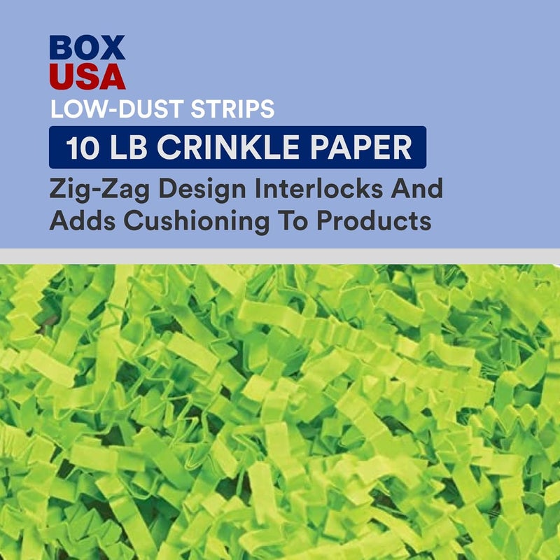 BOX USA Crinkle Paper 10 lb. Lime, 10-Pack | Packaging Paper for Shipping, Moving, and Storage Supplies - Image 2