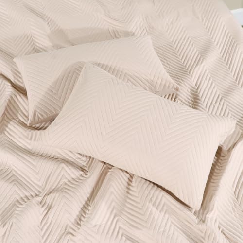 RD TREND® Cotton Quilted Pillow Cover Set of 2 |Ultra-Soft, Cooling & Breathable | Skin & Hair Friendly | Hidden Zipper Pillowcases for Bedroom |Standard Size 18x28 Inches, Beige - Image 2