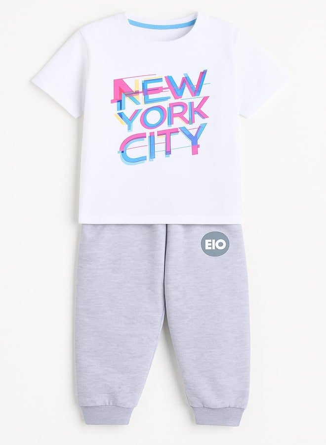 EIO Baby Boy Regular Fit Cotton T-Shirts and Pyjamas Set of 2 | Soft Breathable Nightwear & Casual Wear | Kids Cotton Clothing Set - Image 2