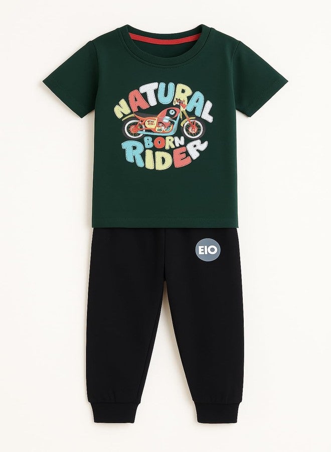 EIO Baby Boy Regular Fit Cotton T-Shirts and Pyjamas Set of 2 | Soft Breathable Nightwear & Casual Wear | Kids Cotton Clothing Set - Image 4