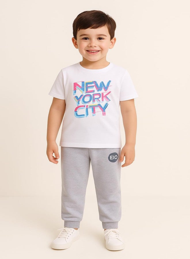 EIO Baby Boy Regular Fit Cotton T-Shirts and Pyjamas Set of 2 | Soft Breathable Nightwear & Casual Wear | Kids Cotton Clothing Set - Image 3