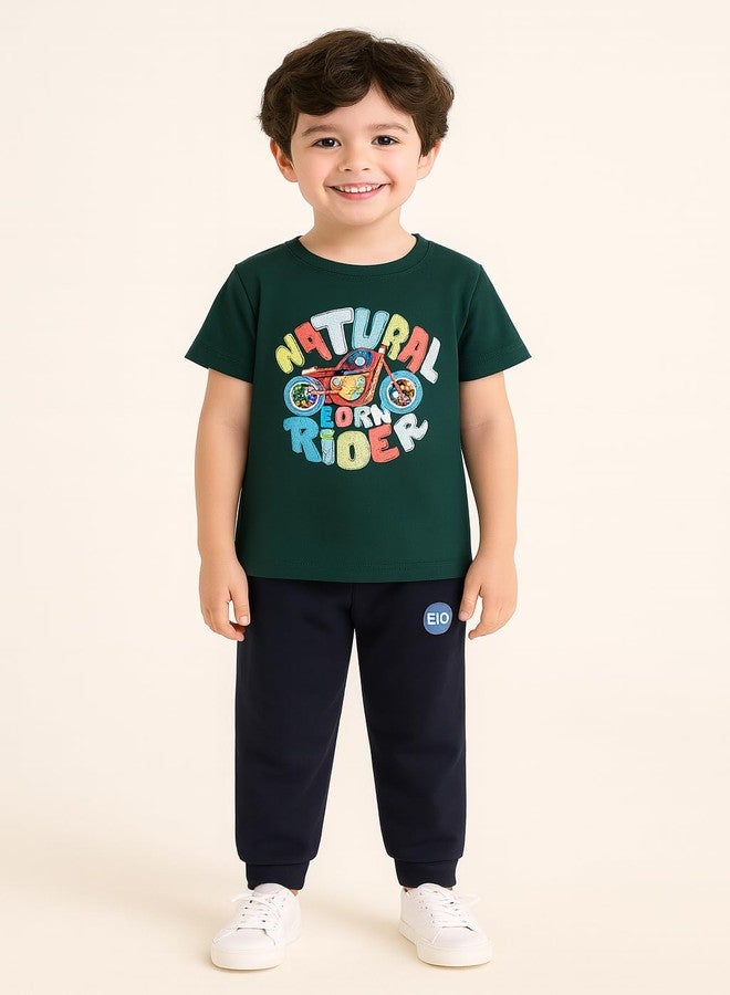 EIO Baby Boy Regular Fit Cotton T-Shirts and Pyjamas Set of 2 | Soft Breathable Nightwear & Casual Wear | Kids Cotton Clothing Set - Image 5