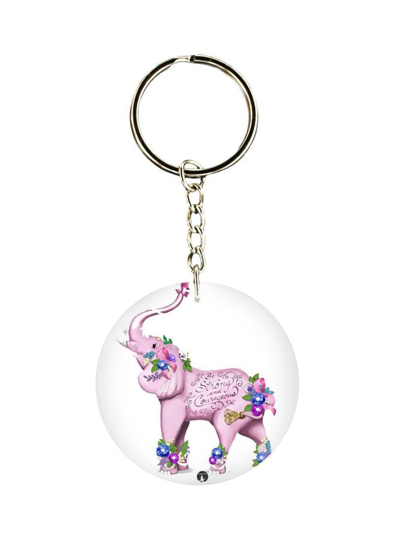 Double Sided Elephant Printed Keychain