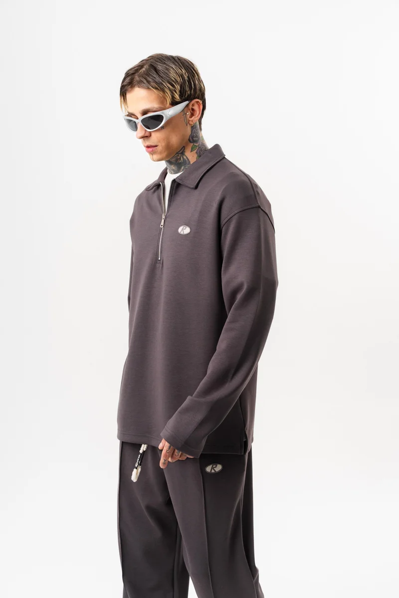 RESPIRE Men's Modal Half-Zip Sweatshirt Smoke Grey (Füme)