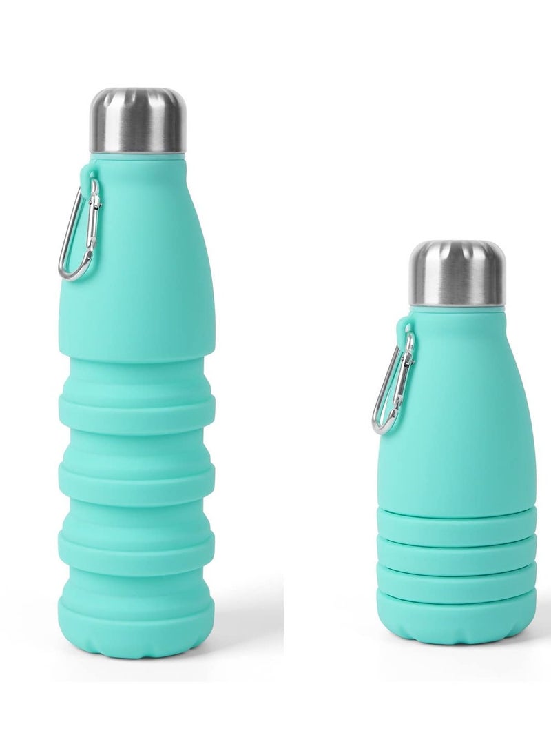 SYOSI 1 Pack Collapsible Silicone Water Bottle Reuseable Foldable Water Bottle Travel Sport Water Bottle, Portable Water Bottle with Carabiner BPA Freee Leak proof for Travel Camping Hiking Gym 18oz 550ml  - Image 1