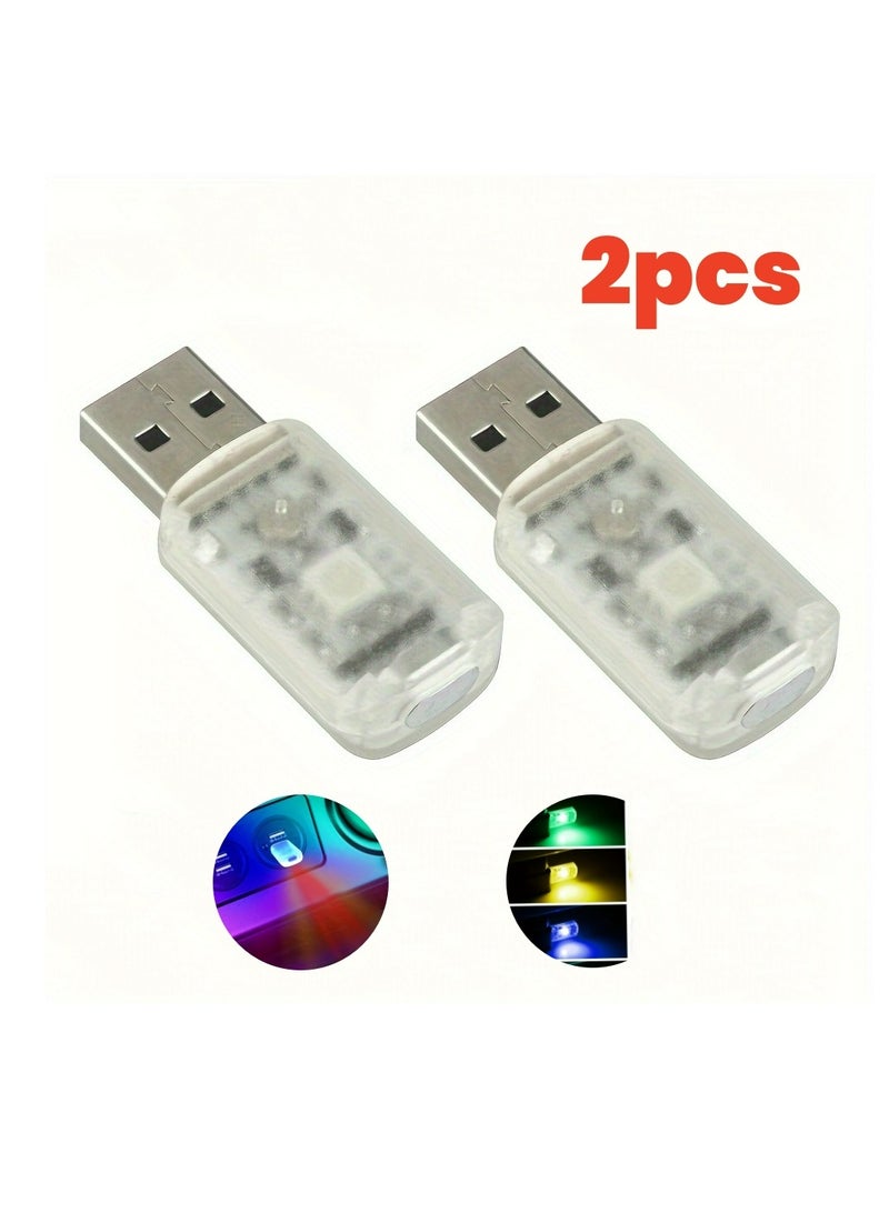 Generic 2PCS USB LED Car Interior Atmosphere Lamp, Portable Mini Auto Ambient Lighting Kit, Plug-in USB Interface LED Decor Night Lamp, Car Accessories for Lighting  - Image 1