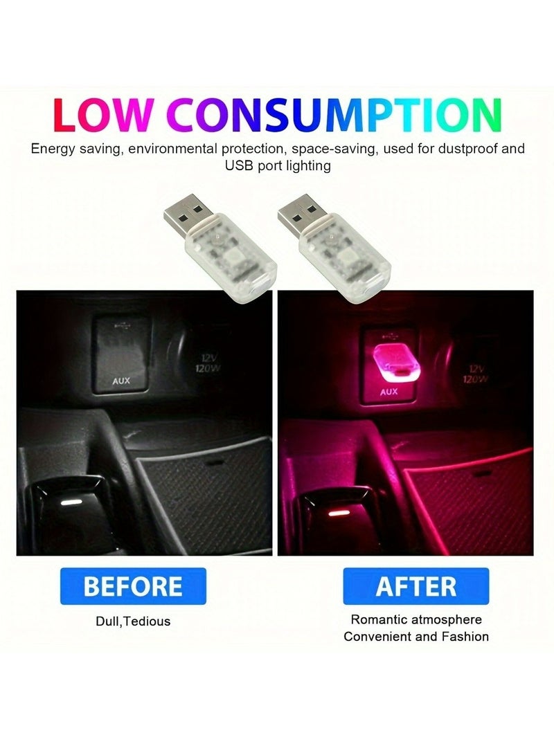 Generic 2PCS USB LED Car Interior Atmosphere Lamp, Portable Mini Auto Ambient Lighting Kit, Plug-in USB Interface LED Decor Night Lamp, Car Accessories for Lighting  - Image 4