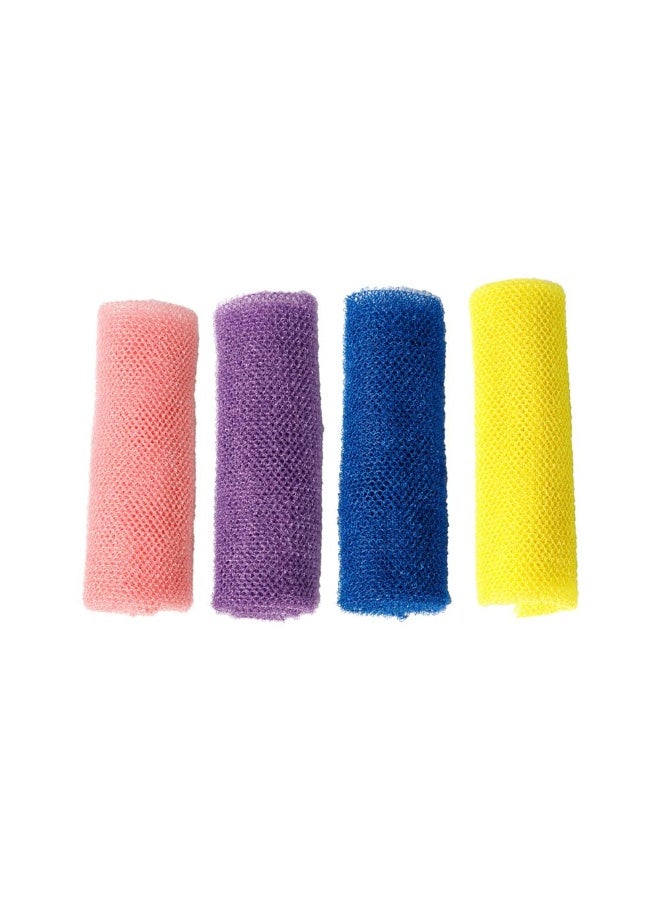 JZS African Net Bath Sponge, 4 Pack African Exfoliating Net Long Bath Sponge Exfoliating Shower Body Scrubber Back Skin Smoother - Image 1