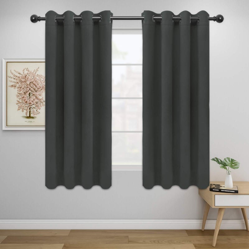 EasyGoing Blackout Curtains for Bedroom Solid Thermal Insulated Grommet and Noise Reduction Window Drapes Room Darkening Curtains for Living Room 2 Panels 52x46 inDark Gray