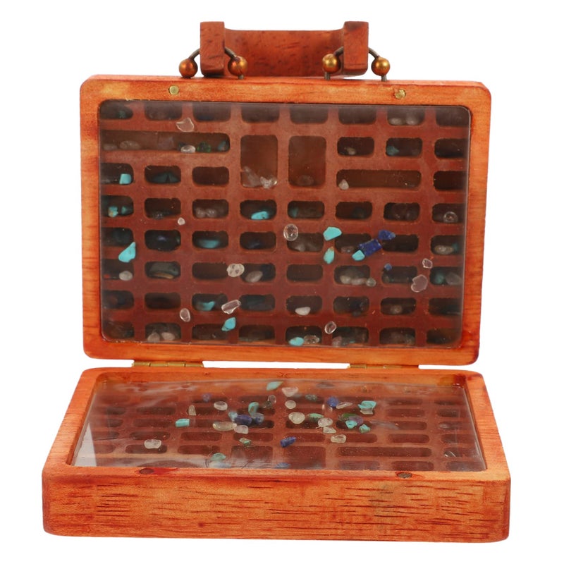 Wooden Crystal Box Vintage Style Gemstone Organizer Portable Lightweight Storage Case - Image 2