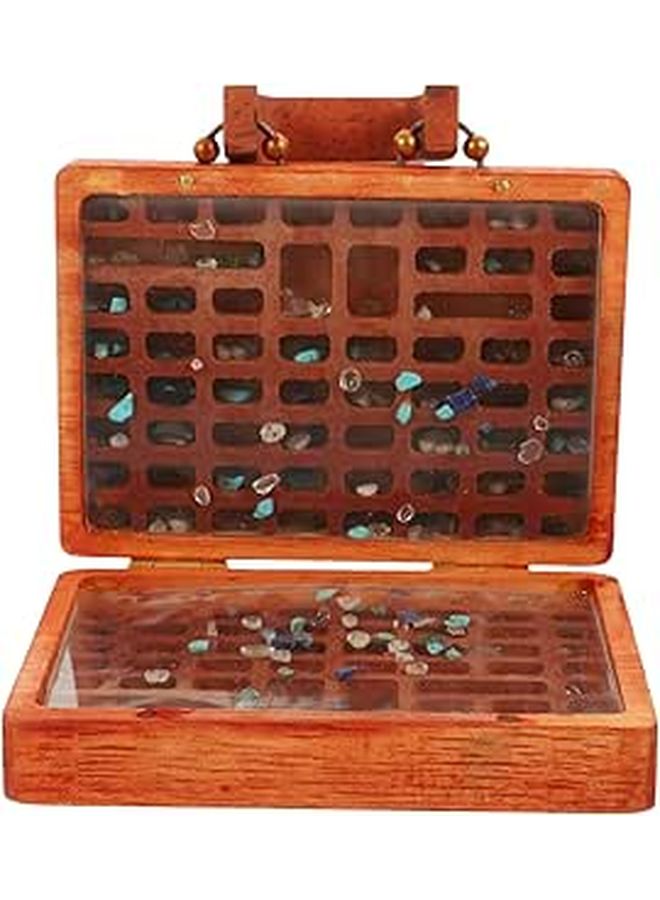 Wooden Crystal Box Vintage Style Gemstone Organizer Portable Lightweight Storage Case - Image 1