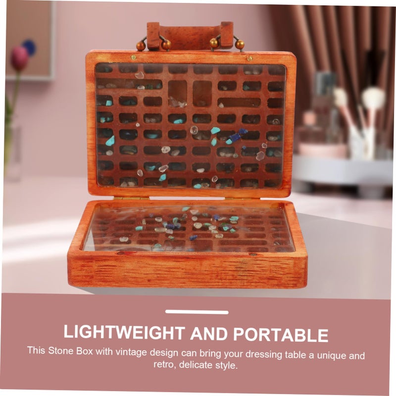 Wooden Crystal Box Vintage Style Gemstone Organizer Portable Lightweight Storage Case - Image 5