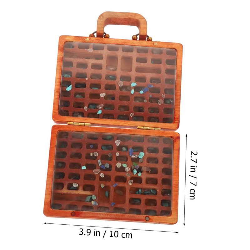 Wooden Crystal Box Vintage Style Gemstone Organizer Portable Lightweight Storage Case - Image 3