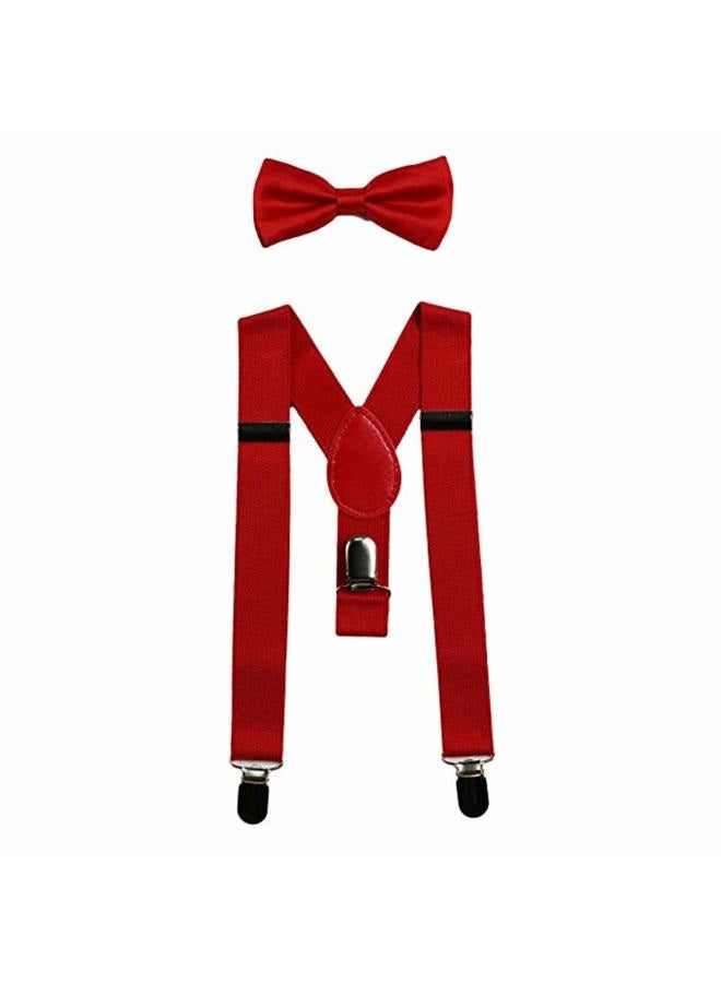 Sinen Baby Suspenders and Bow Tie Set Kids Suspender Bowtie Sets Adjustable Suspender Set for Boys and Girls-Red - Image 1