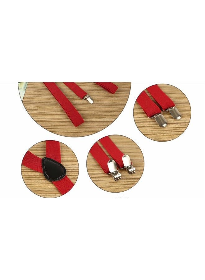 Sinen Baby Suspenders and Bow Tie Set Kids Suspender Bowtie Sets Adjustable Suspender Set for Boys and Girls-Red - Image 3