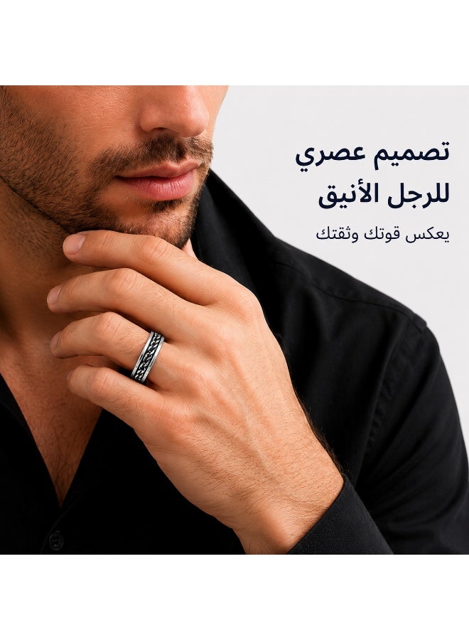 Men's Chain Turn Stainless Steel Stress Relief Ring Standard US Sizes - Image 2